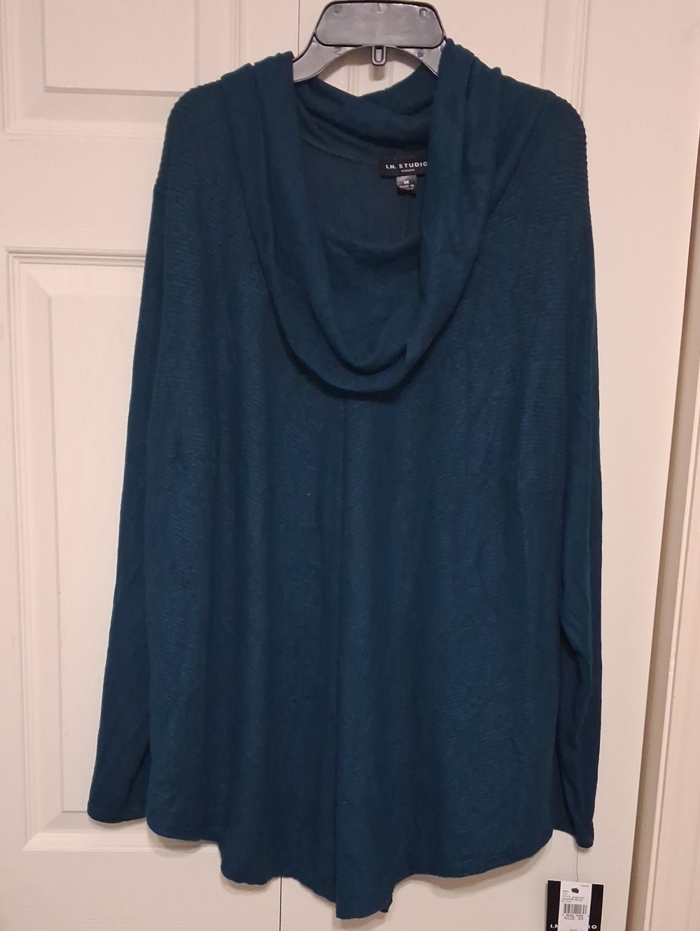 I.N. Studio Teal Cowl Neck Tunic Sweater